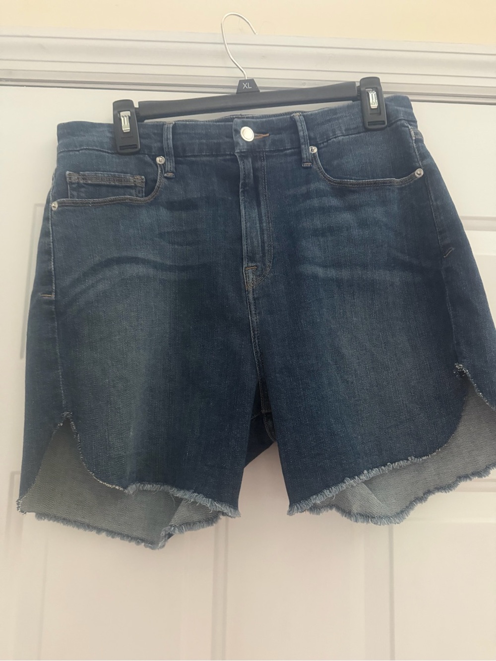 Good American Dark Indigo Cutoff Denim Shorts